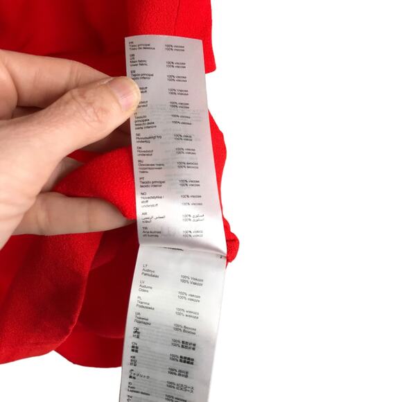 Maje Blouse Womens Sz 1 Red Sleeveless Ruffled Front One Shoulder Top Crew Neck - Picture 10 of 10